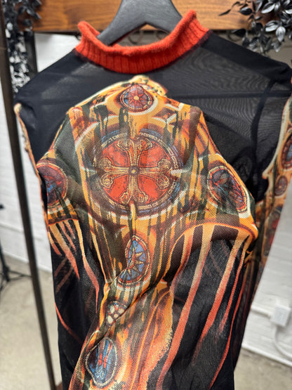 AW1998 Jean Paul Gaultier ‘Gothic’ Mesh/Wool Long Sleeve Top