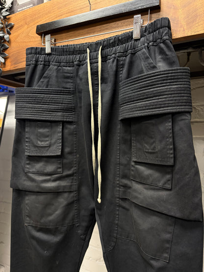 Rick Owens ‘Creatch’ Black Drawstring Cotton Cargo Sweatpants