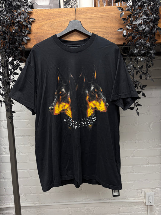 AW2013 Givenchy by Ricardo Tisci ‘Double Doberman’ Black Oversized Graphic T-Shirt