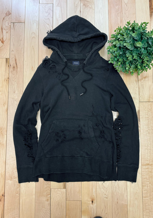 Mihara Yasuhiro Distressed Black Pullover Hoodie