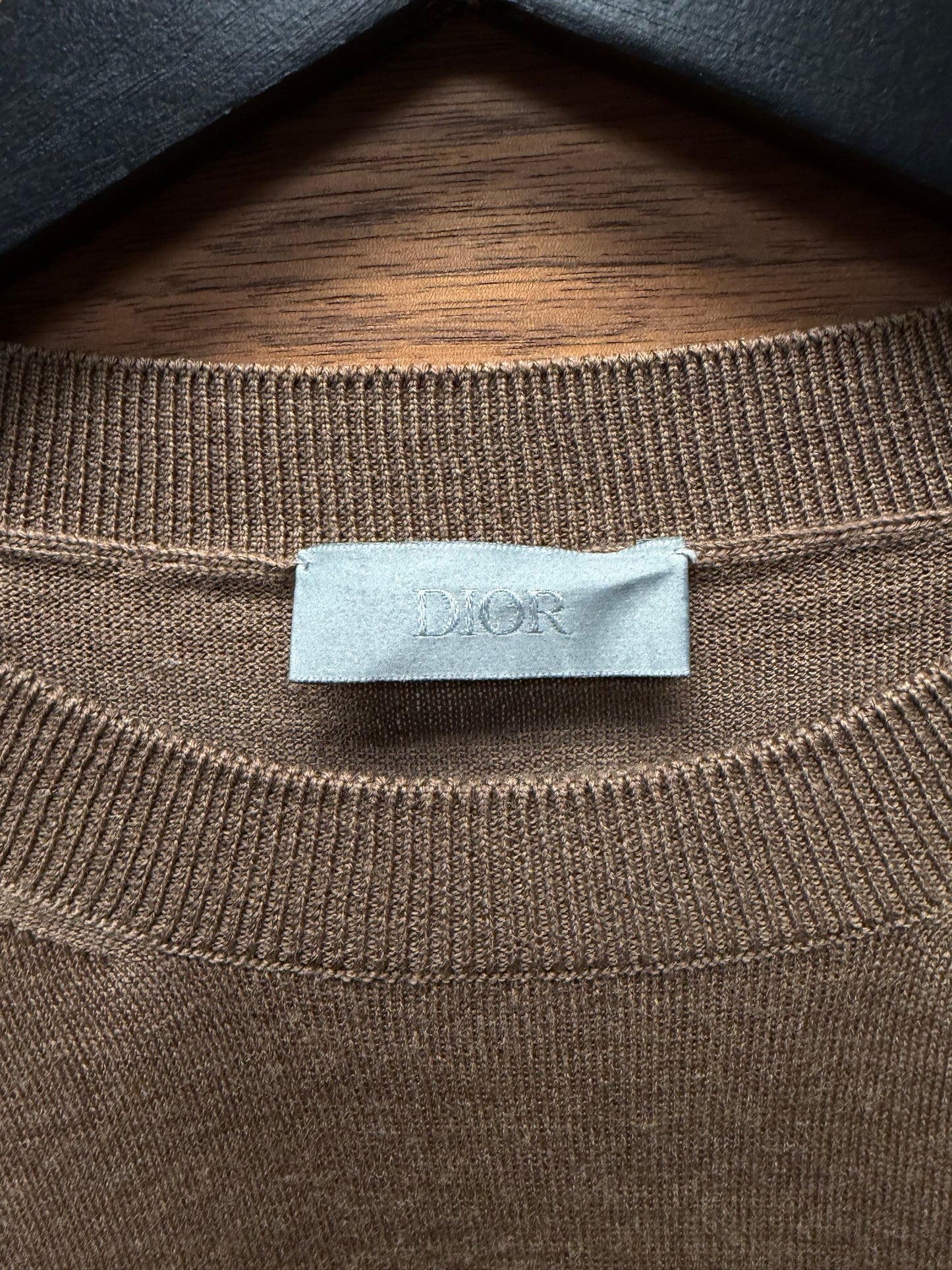 Dior Homme Embroidered ‘Bee Logo’ Brown Merino Wool Knit Sweater