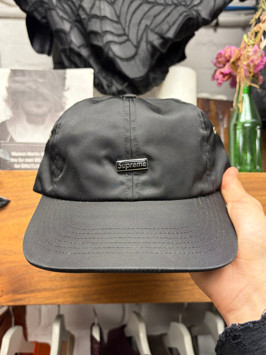 AW2024 Supreme Black Nylon ‘Small Box Logo’ 6 Panel Hat