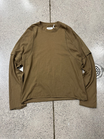 Helmut Lang Double Layered Exposed Stitch Long Sleeve Shirt