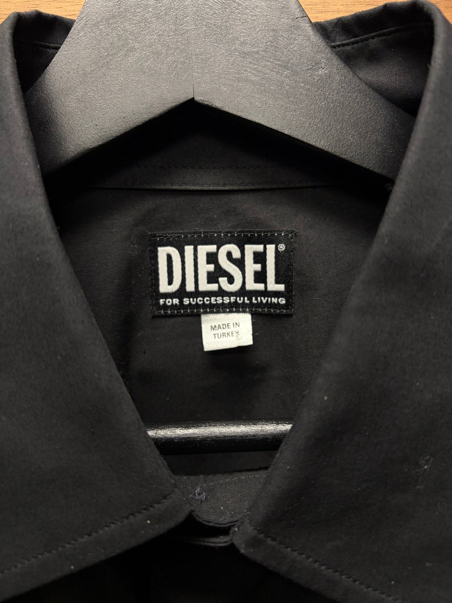 Diesel Embroidered ‘D-Logo’ Black Button Up Shirt