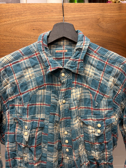 Kapital ‘Scruched’ Plaid Button Snap Western Detailed Shirt