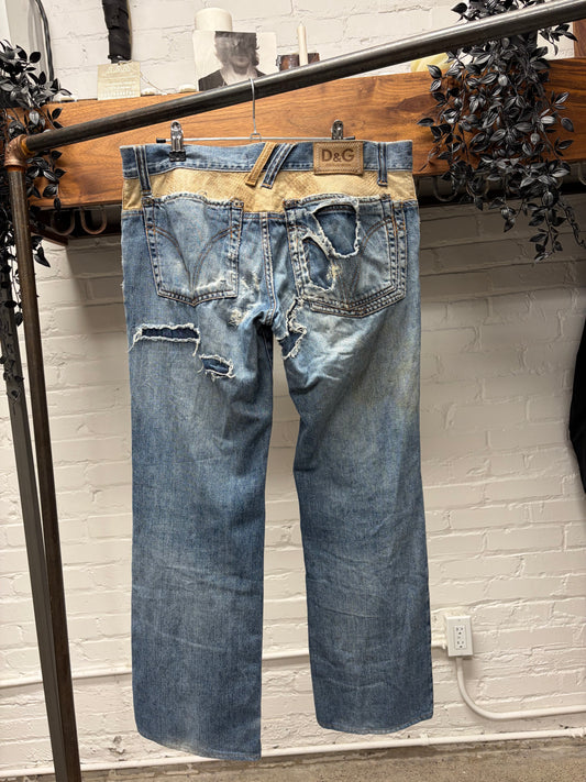 Dolce & Gabbana ‘Snakeskin Print’ Reconstructed Denim