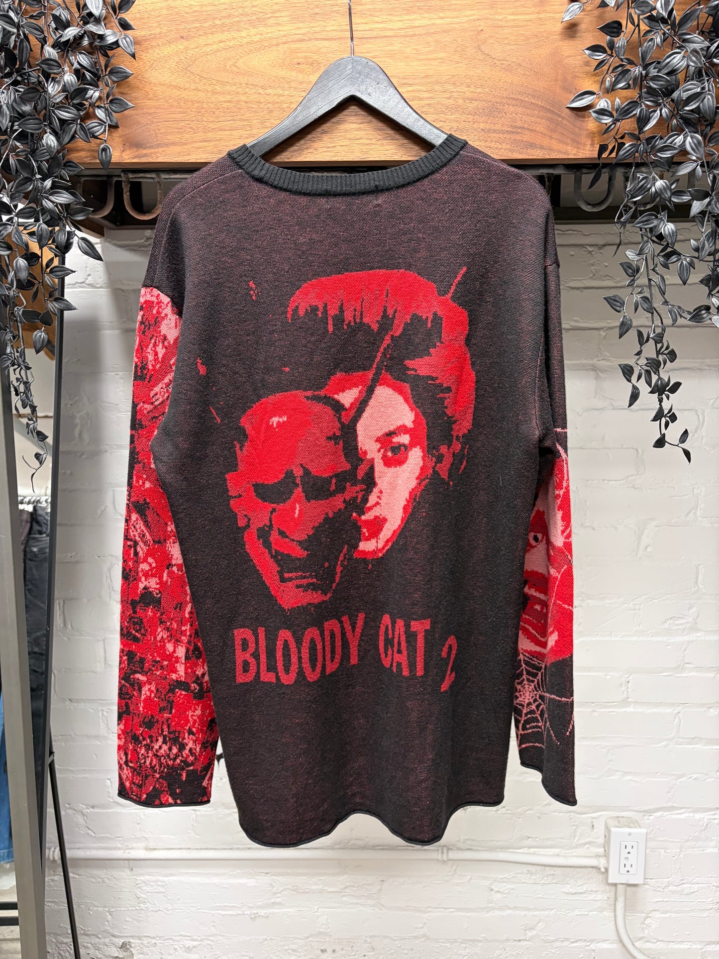 Yohji Yamamoto S’yte ‘Bloody Cat2’ Black/Red Knit Sweater
