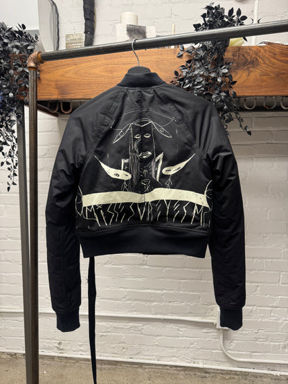 SS2015 Rick Owens ‘Faun’ Cropped Graphic Bomber Jacket