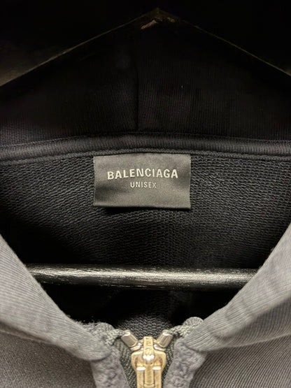 SS2024 Balenciaga ‘Unity Flame’ Distressed Black Pullover Hoodie