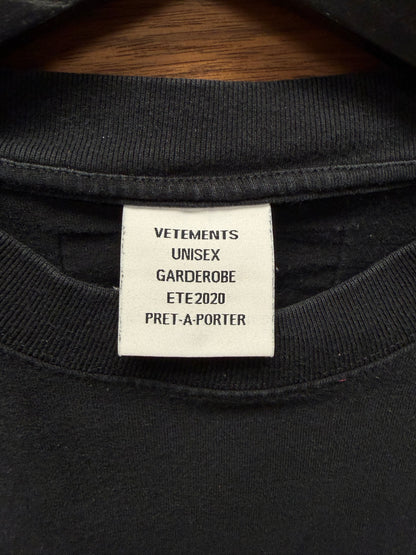 SS2020 Vetements ‘Shipping Label’ Black Logo T-Shirt