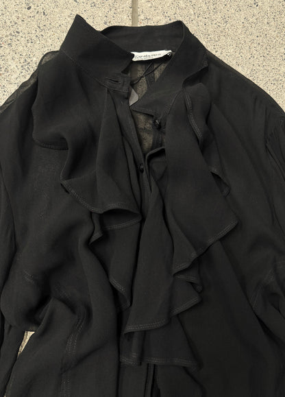 Vintage Yves Saint Laurent Rive Gauche ‘Chiffron Ruffled’ Sheer Blouse