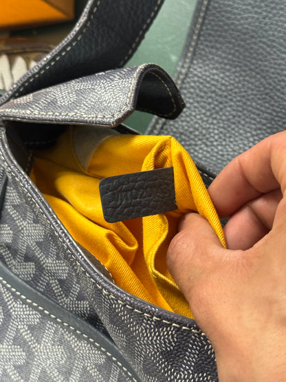 2013 Goyard ‘Grand Bleu’ GM Grey Leather Messenger Bag