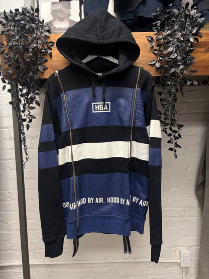 Hood by Air ‘Double Zip’ Extended Zipper Track Black/Blue Pullover Hoodie