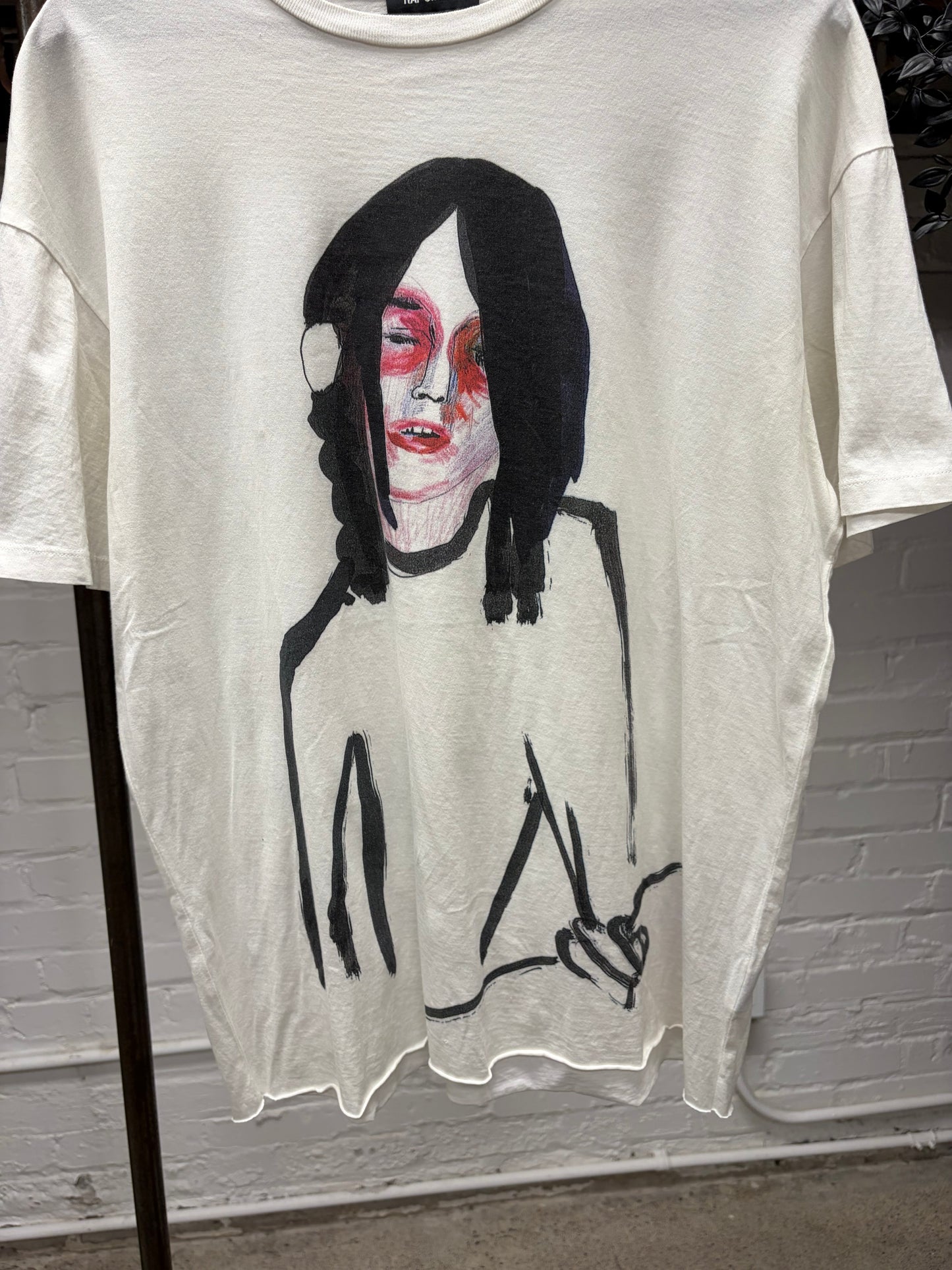 AW2015 Raf Simons ‘Guitar Boy’ White Graphic T-Shirt