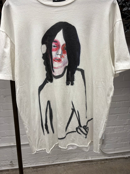 AW2015 Raf Simons ‘Guitar Boy’ White Graphic T-Shirt
