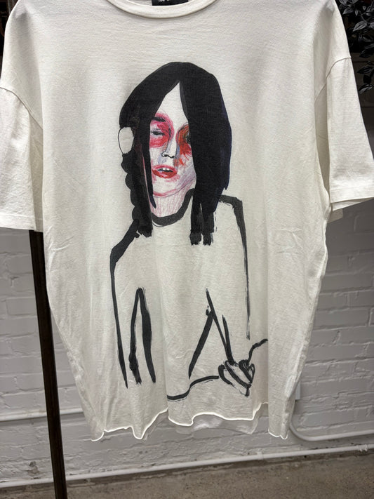 AW2015 Raf Simons ‘Guitar Boy’ White Graphic T-Shirt