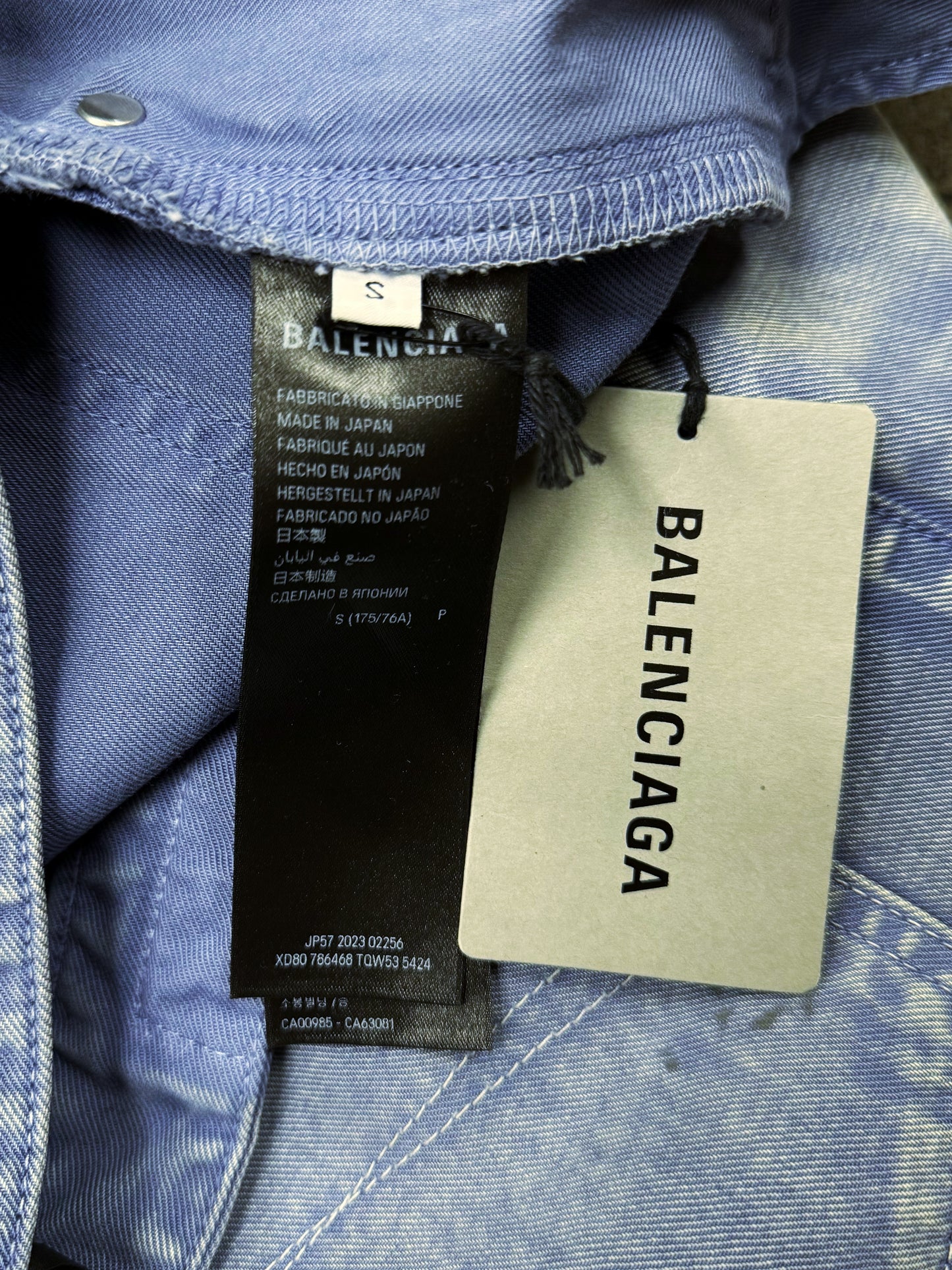 AW2023 Balenciaga ‘Thrashed’ Overdyed Blue Moleskin Denim