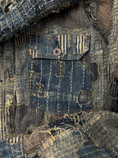 SS2024 Kapital ‘Boro’ Repaired Blue Denim Trucker Jacket