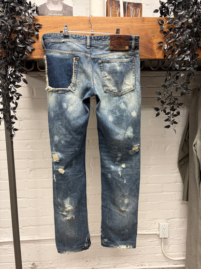 2000s Dolce & Gabbana Distressed Blue Bootcut Denim