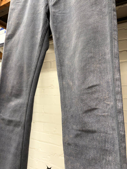 Gucci Waxed Silver Slim/Skinny Cut Vertical Corduoy Pants