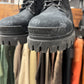 Balenciaga Black Distressed Canvas ‘Strike’ Combat Boots