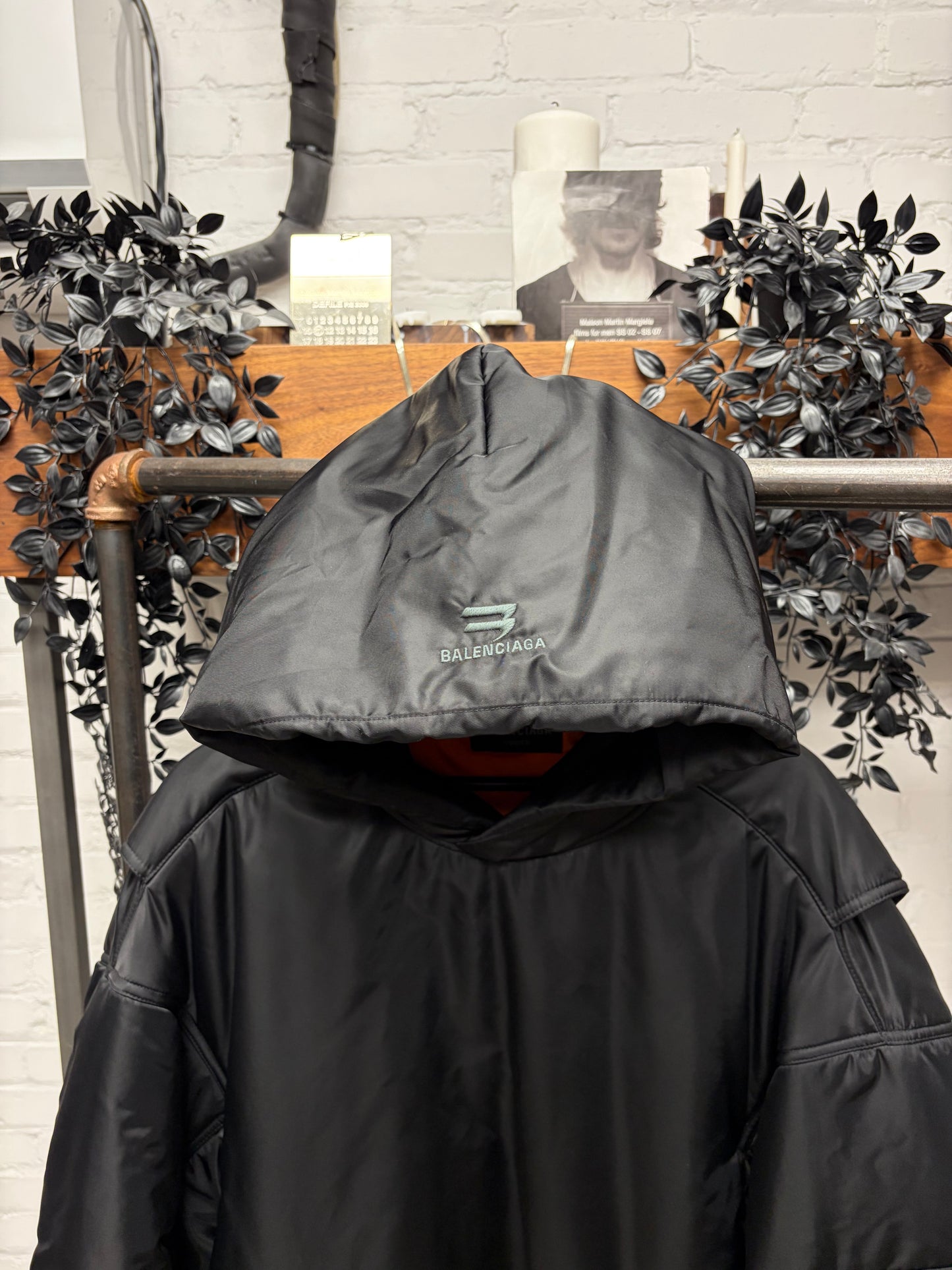 AW2022 Balenciaga ‘3B Sport Logo’ Padded Black 'Mudshow' Oversized MA-1 Pullover