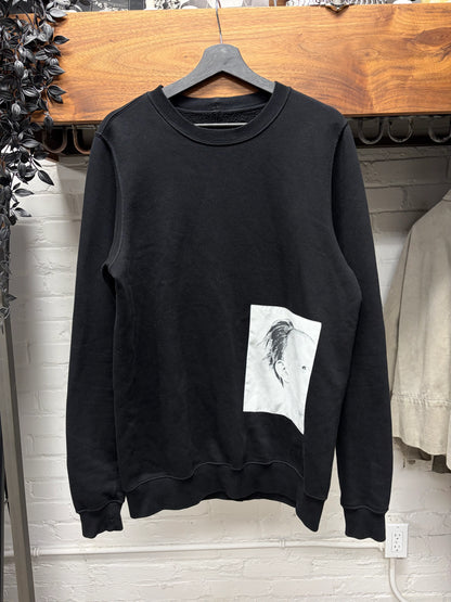 AW2013 Rick Owens ‘Plinth’ Patch Graphic Black Cotton Sweatshirt