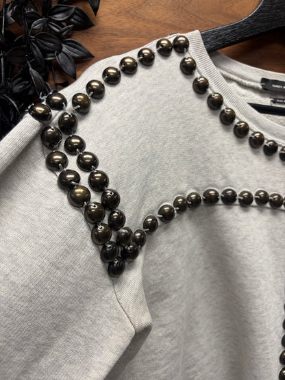 Isabel Marant Beaded Ball Stud Grey Cotton Sweatshirt