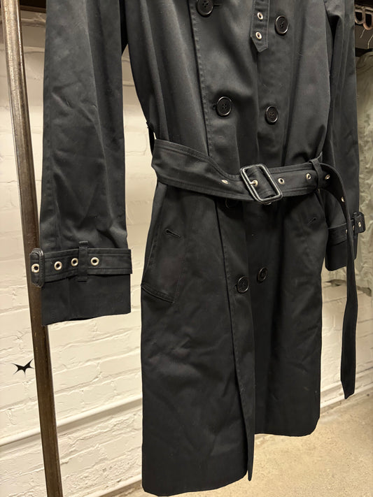 SS2013 Saint Laurent by Hedi Slimane Belted Black Trench Coat with Lined Interior