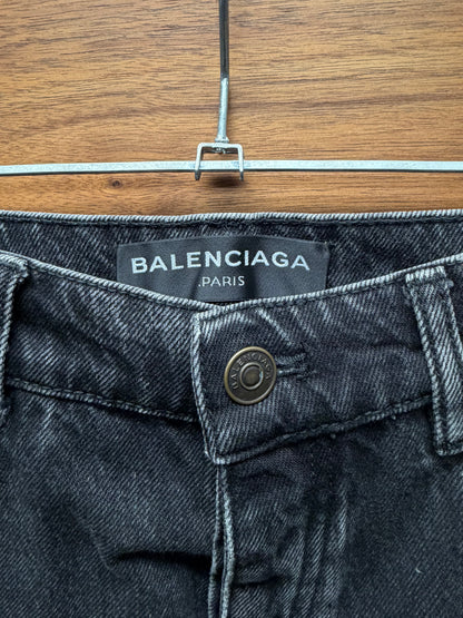 2018 Balenciaga ‘Red Stripe’ Washed Grey Skinny Jeans