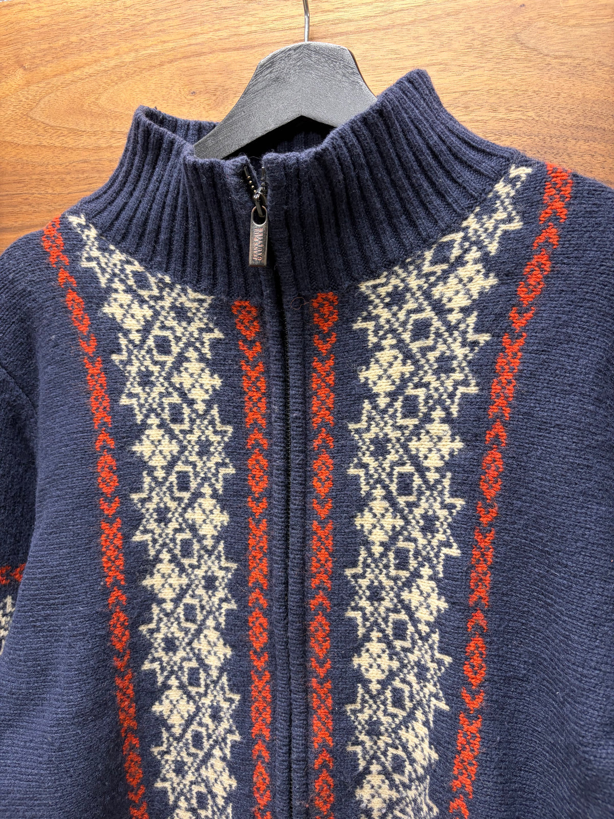 Vintage Jean Paul Gaultier ‘Nordic Pattern’ Zip-Up Knit Sweater