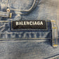 2023 Balenciaga ‘Drawstring’ Light Wash Blue Wide Leg Denim