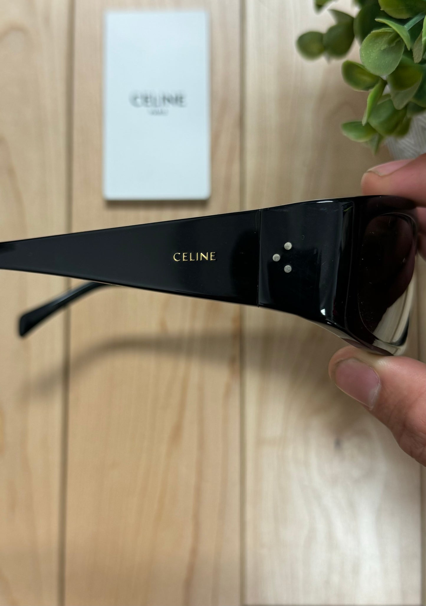 Celine ‘Gloss Black/Gold’ Oval Shape Retro Sunglasses