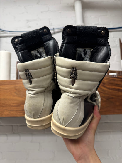 Chrome Hearts x Rick Owens Geobasket Black/White Leather High Top Sneakers