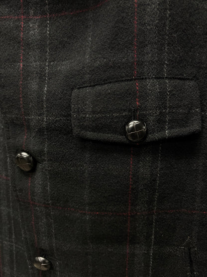 Vintage 90s Katharine Hamnett Tartan Plaid Wool Overcoat