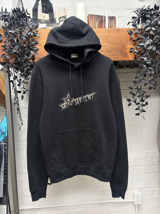 2019 Saint Laurent ‘Shooting Star’ Black Logo Hoodie