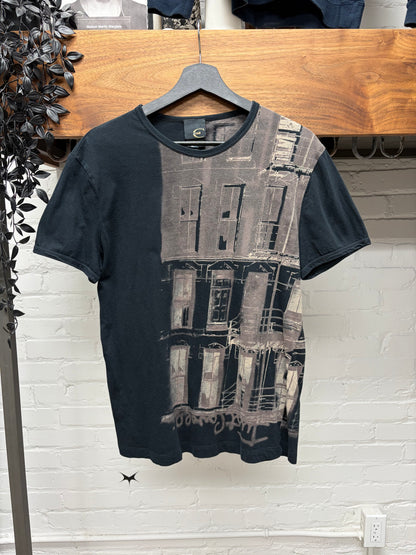 Roberto Cavalli ‘Doors’ Black Shadow Graphic T-Shirt