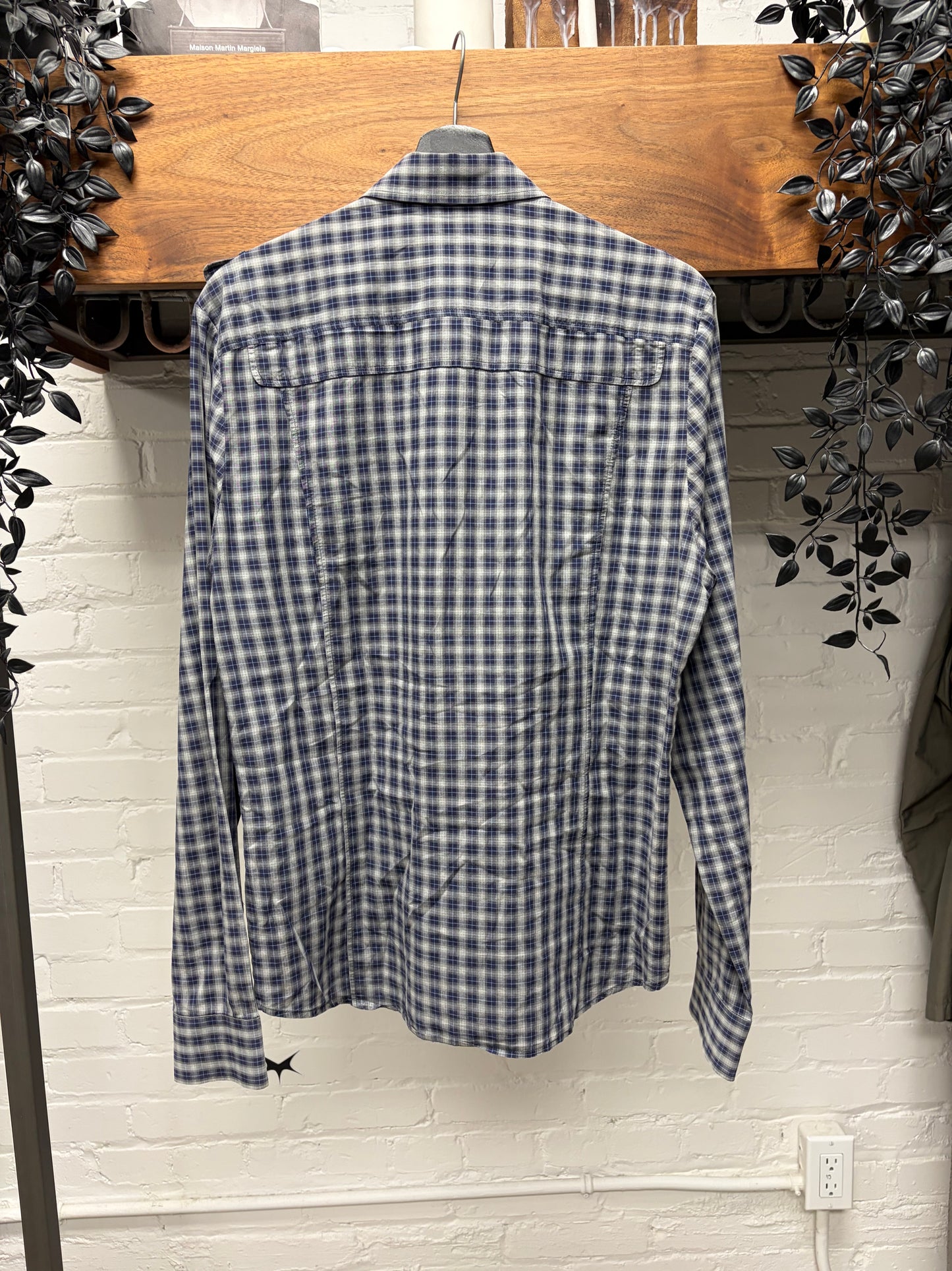 Veronique Branquinho Tartan Plaid White/Blue Button Up Shirt