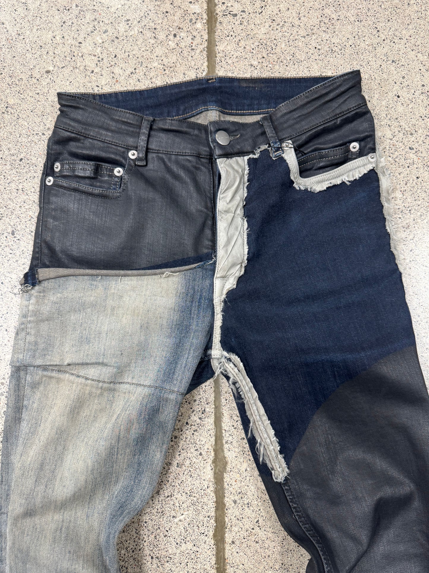 SAMPLE Rick Owens DRKSHDW Black/Blue Waxed ‘Tyrone’ Denim