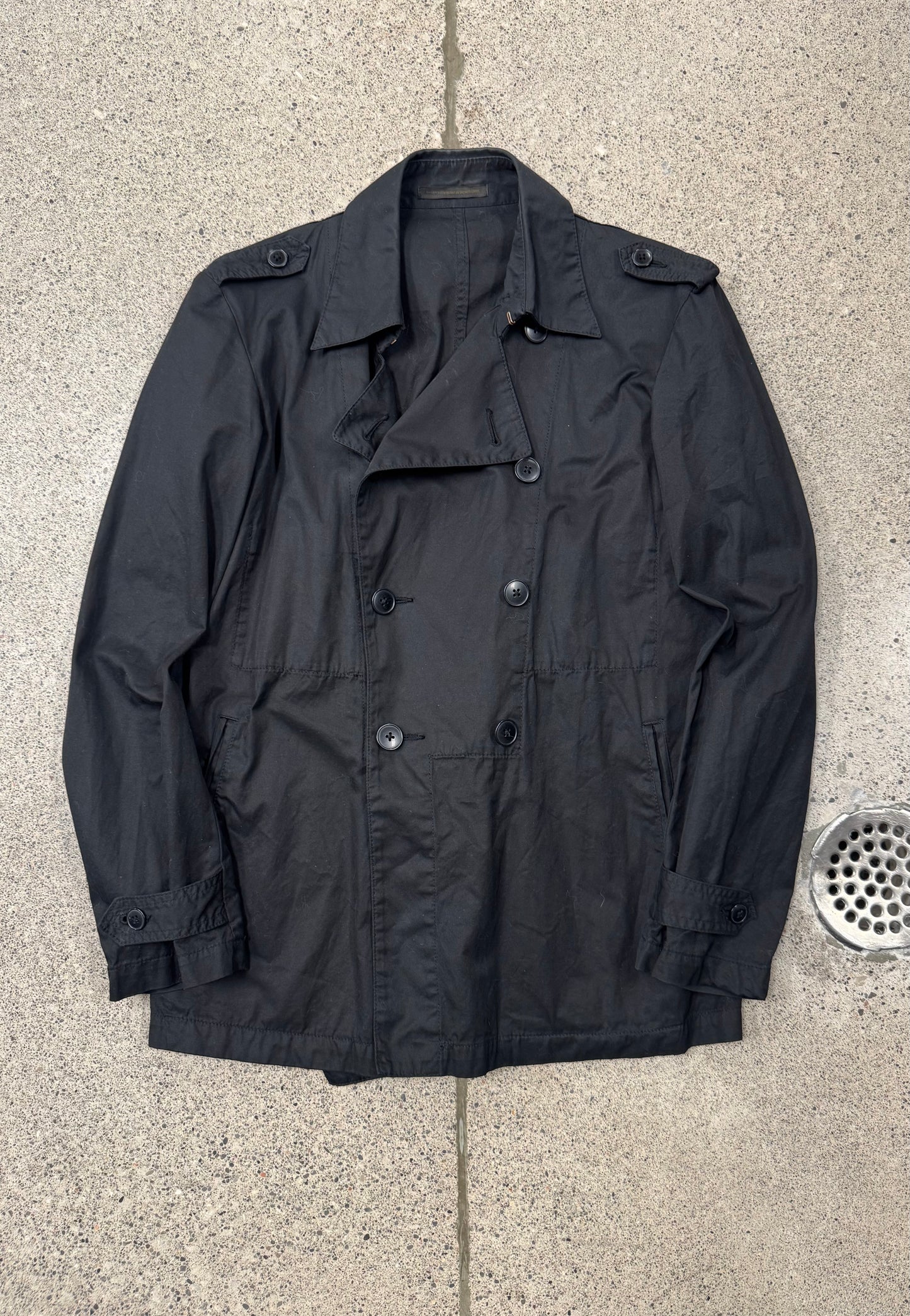 Yohji Yamamoto ‘Y’s’ Double Breasted Black Poplin Coat