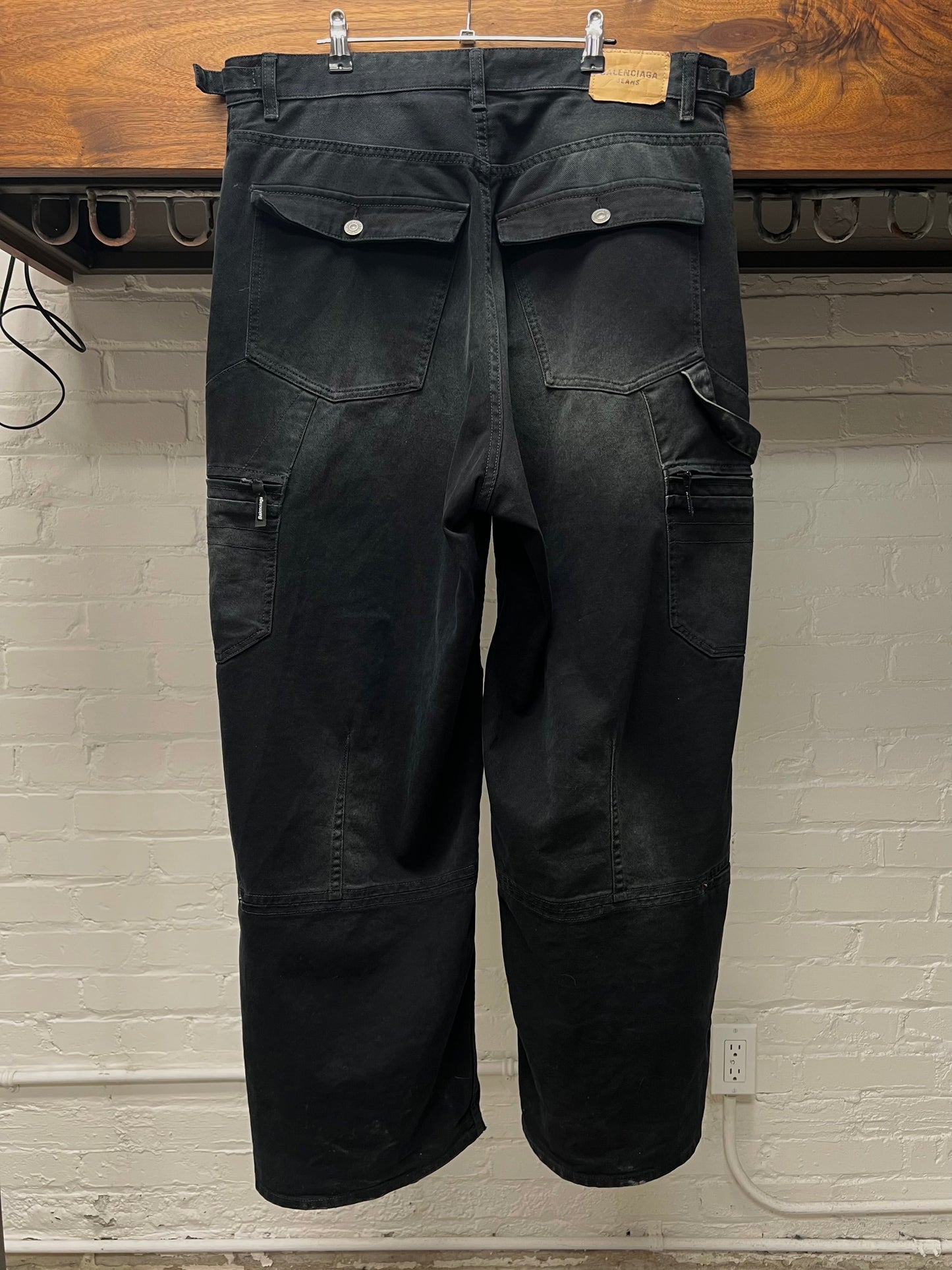 Balenciaga Faded Blue Wide Leg Carpenter Denim