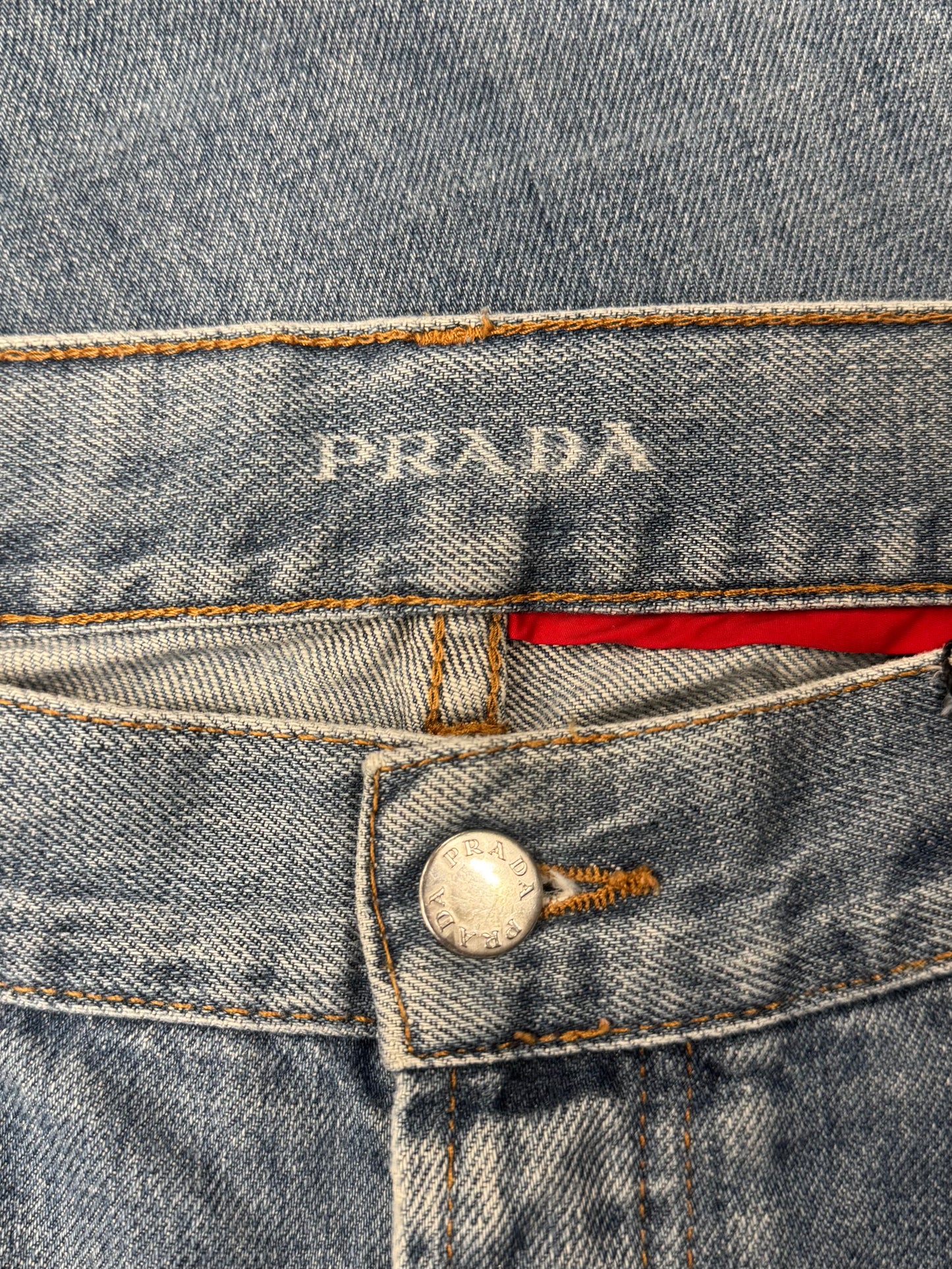 2000s Prada Mainline Blue Wide Leg Denim