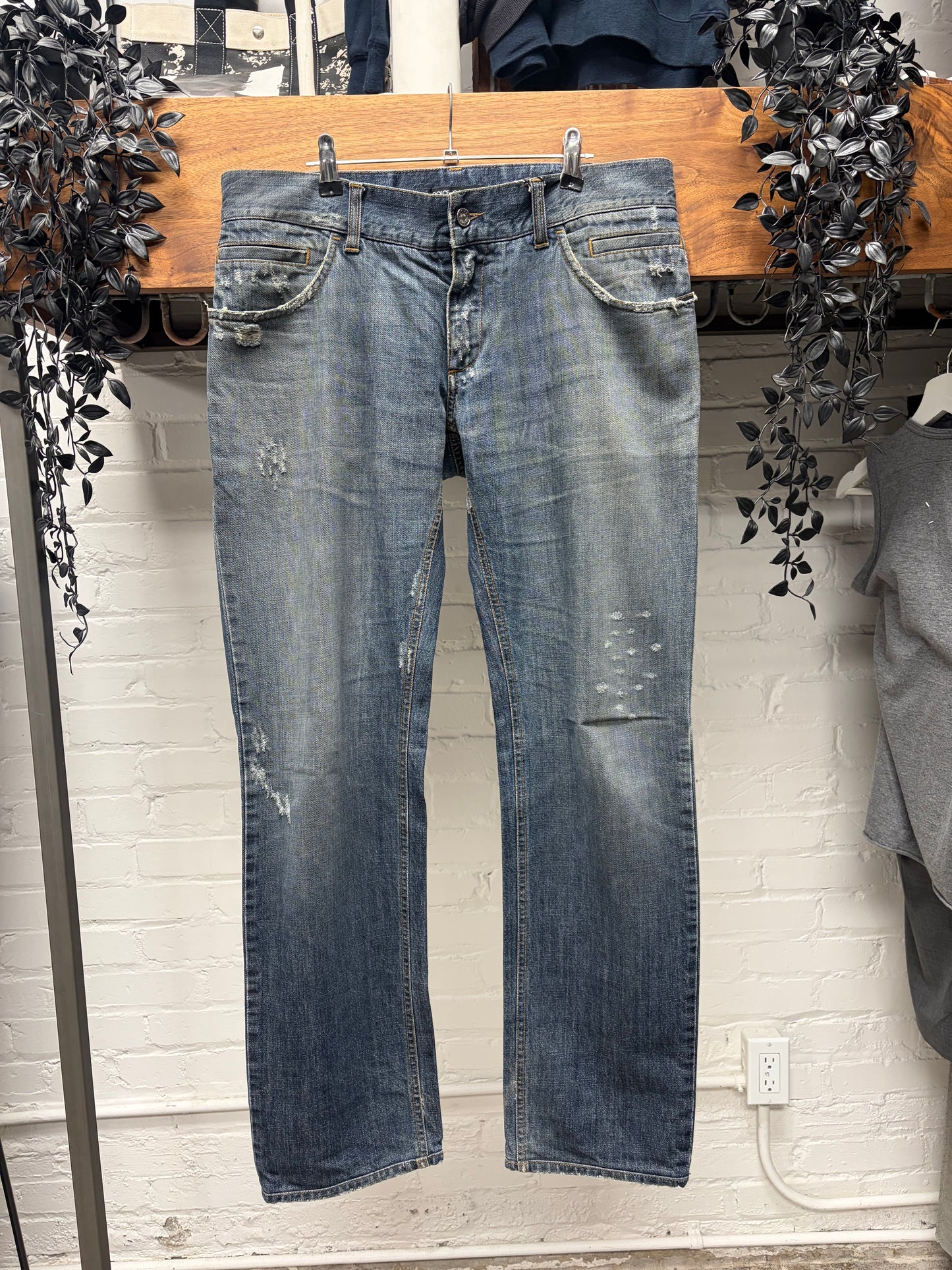 2000s Dolce & Gabbana ‘Dirt Washed’ Dark Blue Bootcut Denim