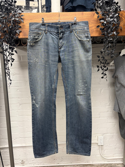 2000s Dolce & Gabbana ‘Dirt Washed’ Dark Blue Bootcut Denim