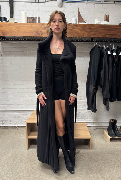 Rick Owens ‘Lilies’ Deep Black Floor Length Bathrobe Coat