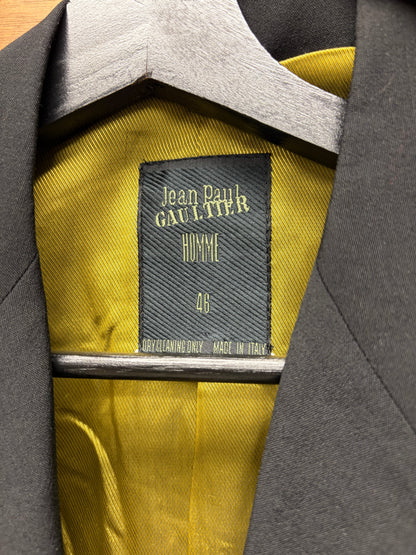Vintage Jean Paul Gaultier Homme Runway ‘Braided Tassel’ Cropped Black Blazer with Gold Liner