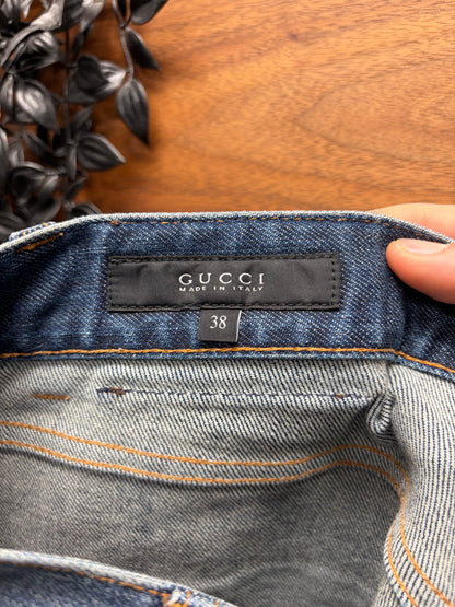 2000s Gucci ‘Stripe Detail’ Washed Blue Skinny Jeans