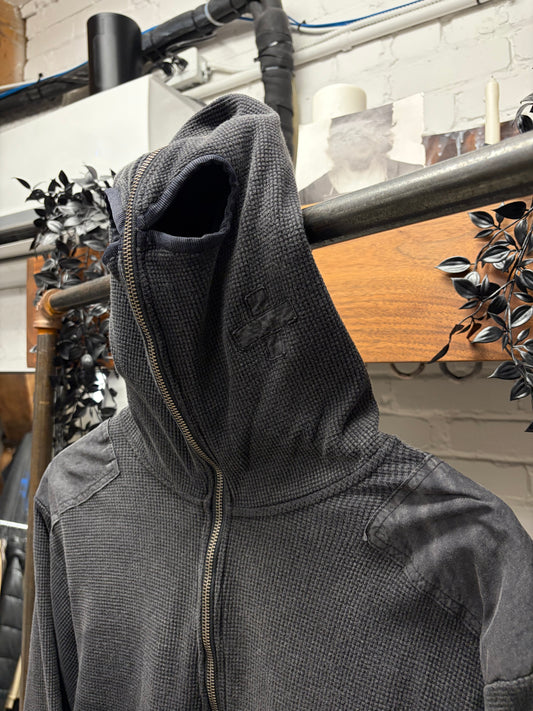 Project GR Waffle/Thermal Layered Black ‘Gimp’ Zip Up Hoodie