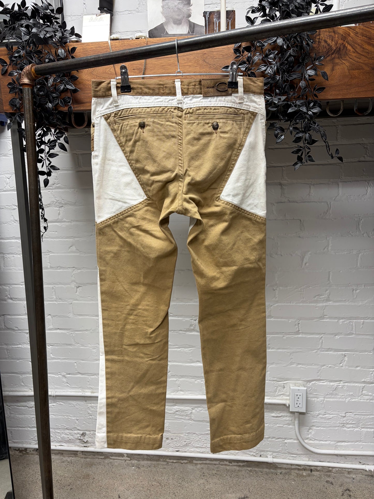 SS2004 Roberto Cavalli Panelled Brown/White Skinny Denim