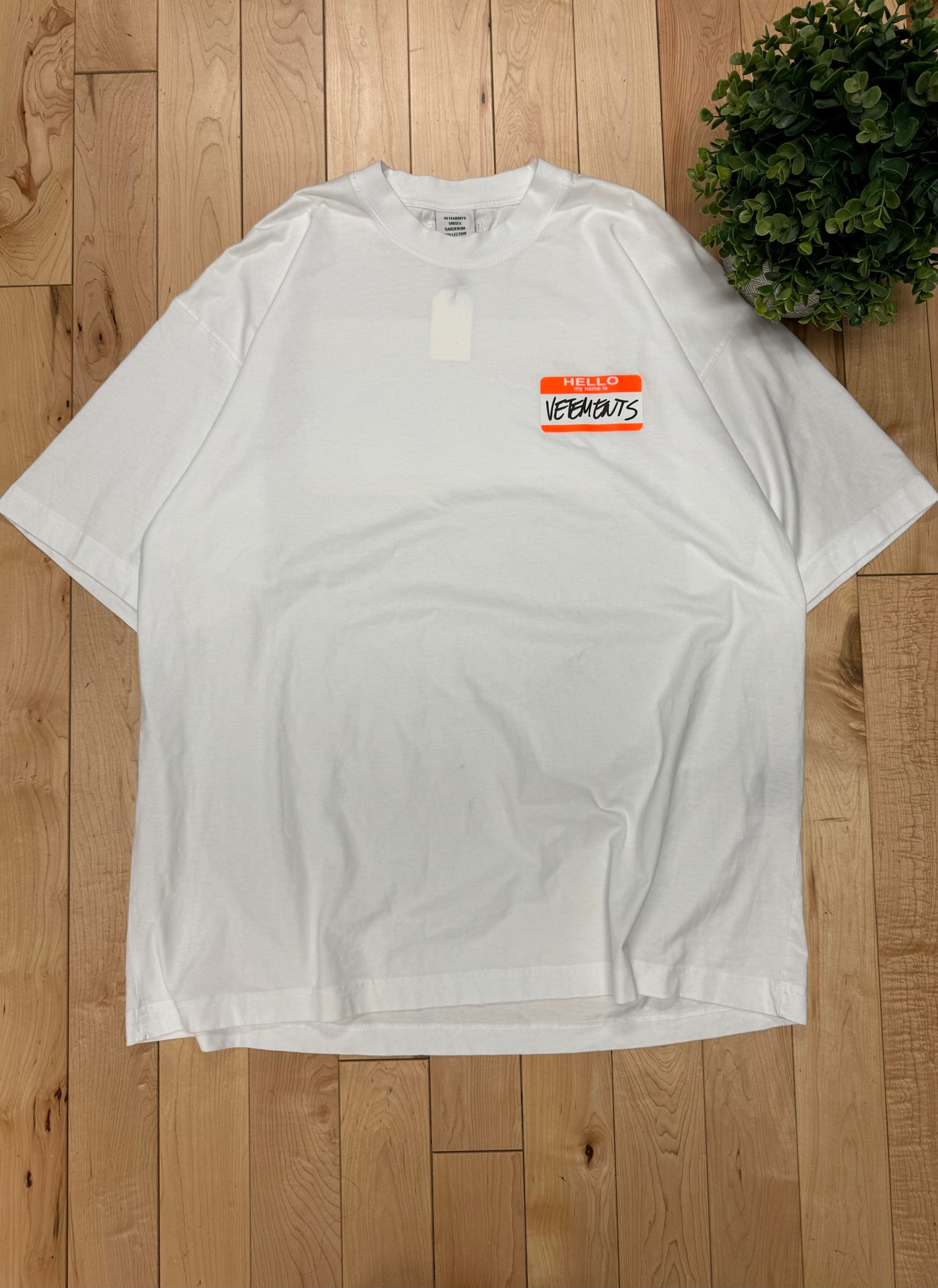 Vetements ‘Nametag’ White Oversized Graphic T-Shirt